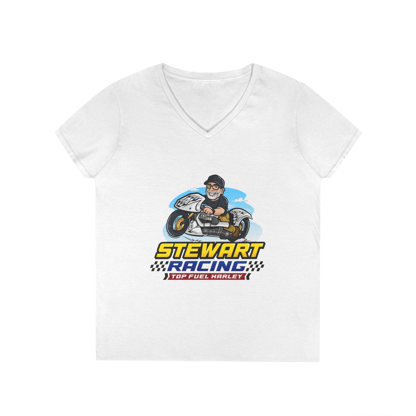 Stewart Racing Ladies' V-Neck T-Shirt - Perfect for Racing Fans