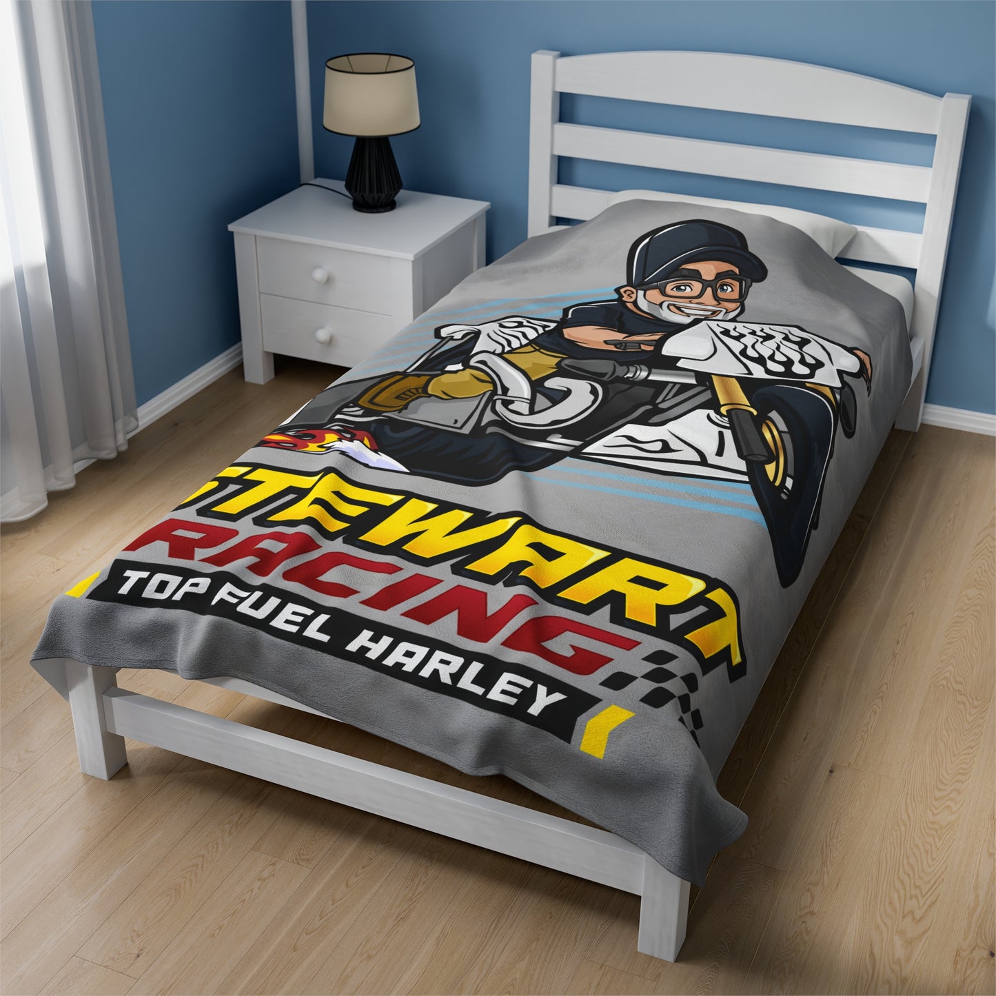 Stewart Racing Motorcycle Velveteen Plush Blanket - Perfect Gift for Racing Fans