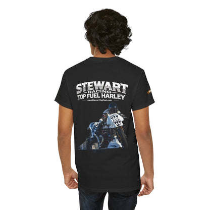 Stewart Racing White Bike Top Fuel Harley Graphic Tee