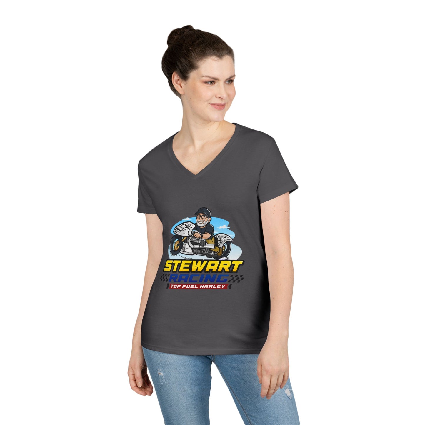 Stewart Racing Ladies' V-Neck T-Shirt - Perfect for Racing Fans