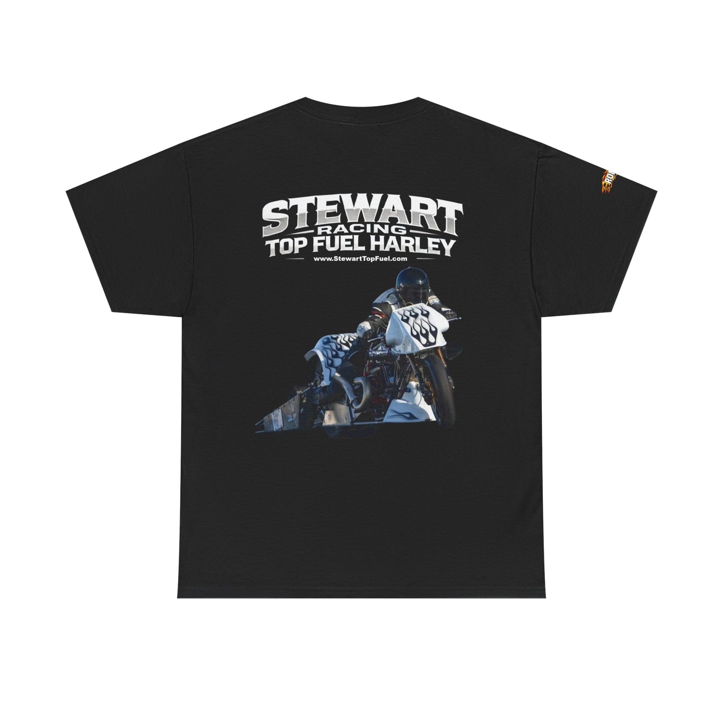 Stewart Racing White Bike Top Fuel Harley Graphic Tee