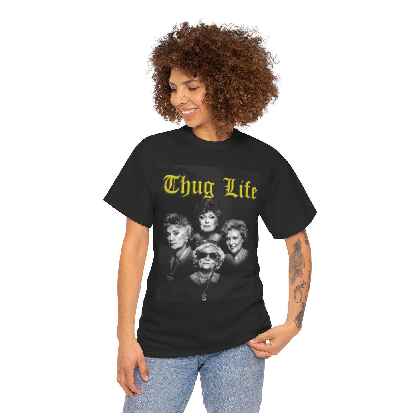 Thug Life Unisex Heavy Cotton Tee – Retro Golden Girls Inspired Shirt for Fun Nights Out and Gifts