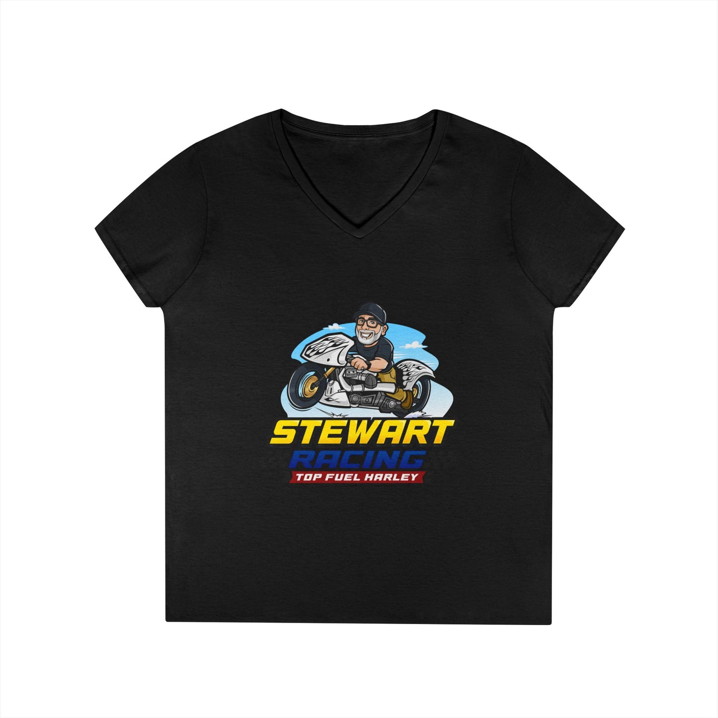 Stewart Racing Ladies' V-Neck T-Shirt - Perfect for Racing Fans