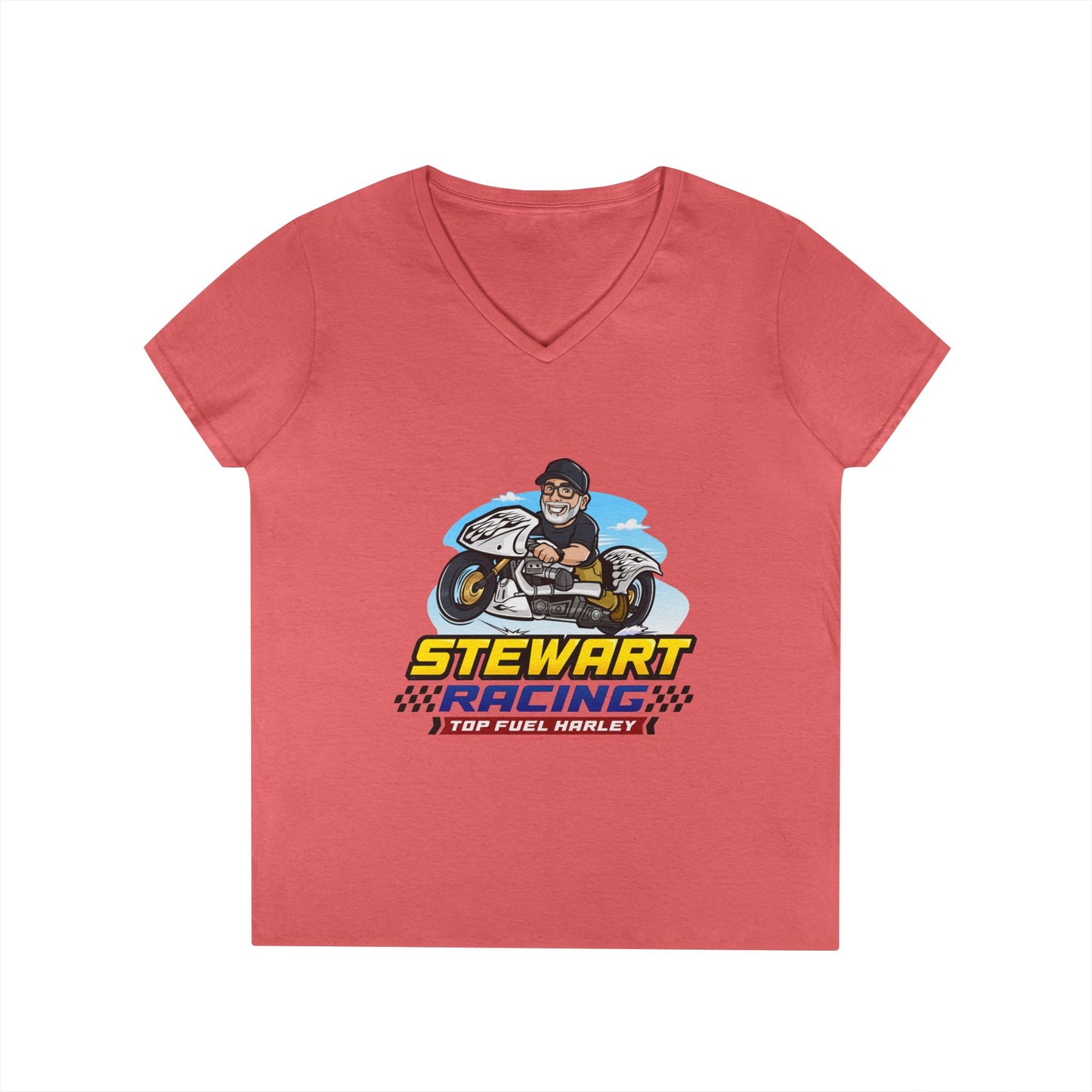 Stewart Racing Ladies' V-Neck T-Shirt - Perfect for Racing Fans